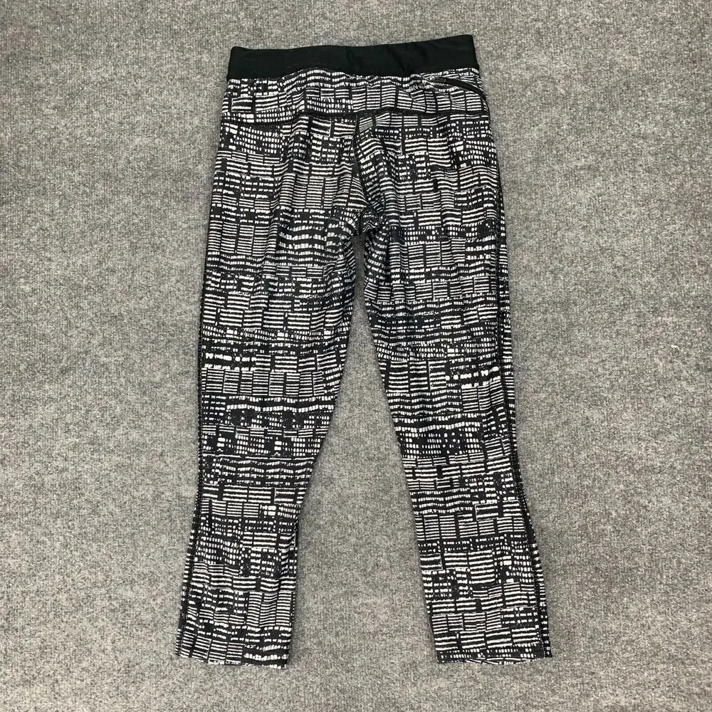 Nike Just Do It Legging Womens M Medium Black White Dri Fit Cropped Drawstring